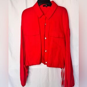 7 For All Mankind Red Button-Front Shirt